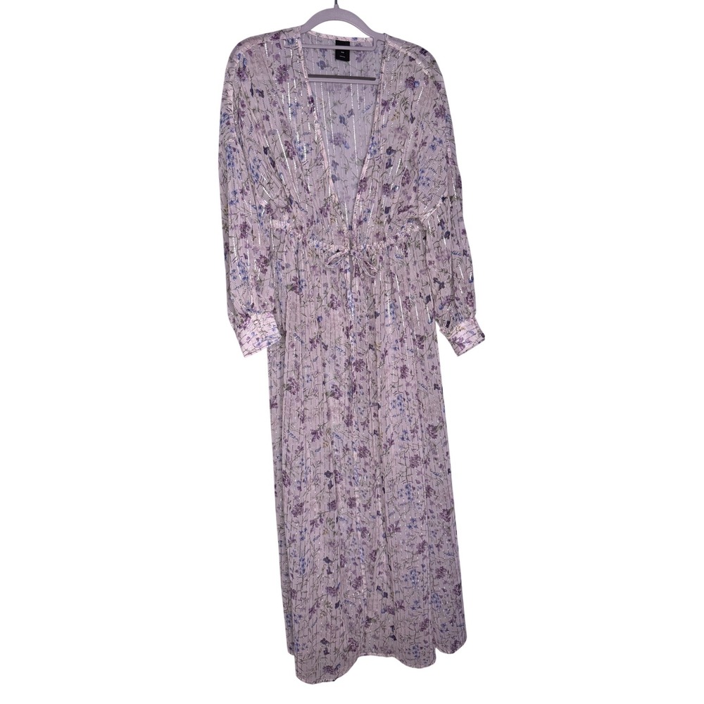 Express floral print‎ sheer tie front duster maxi layering fairycore whimsical